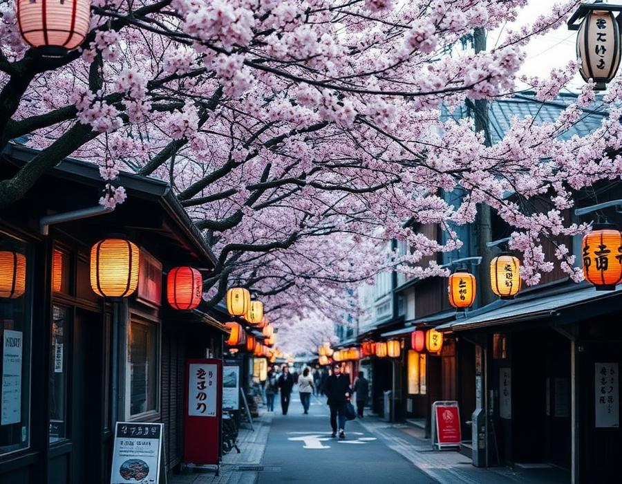 Japan — rugged coastline with traditional architecture