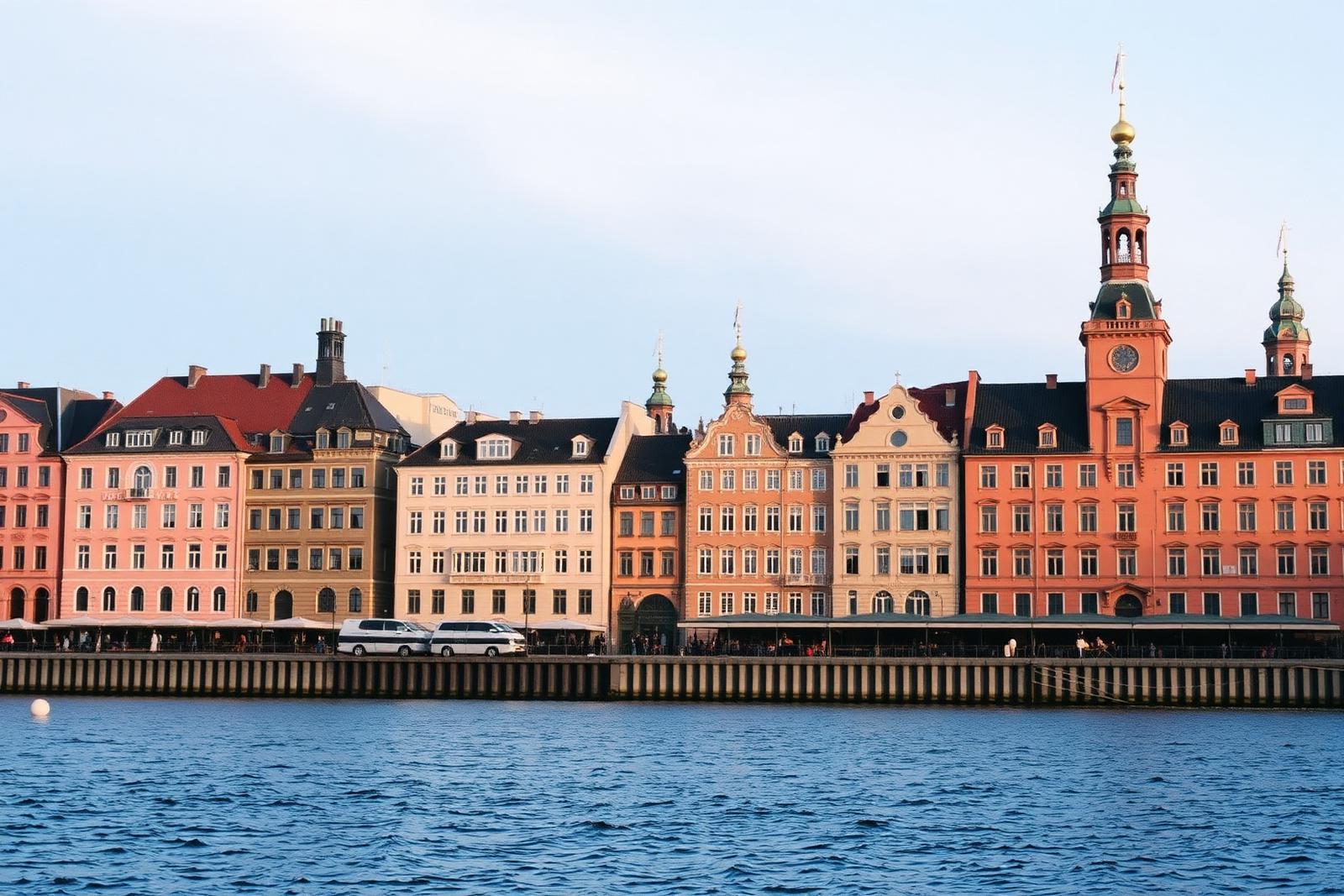 Stockholm waterfront seen across still water