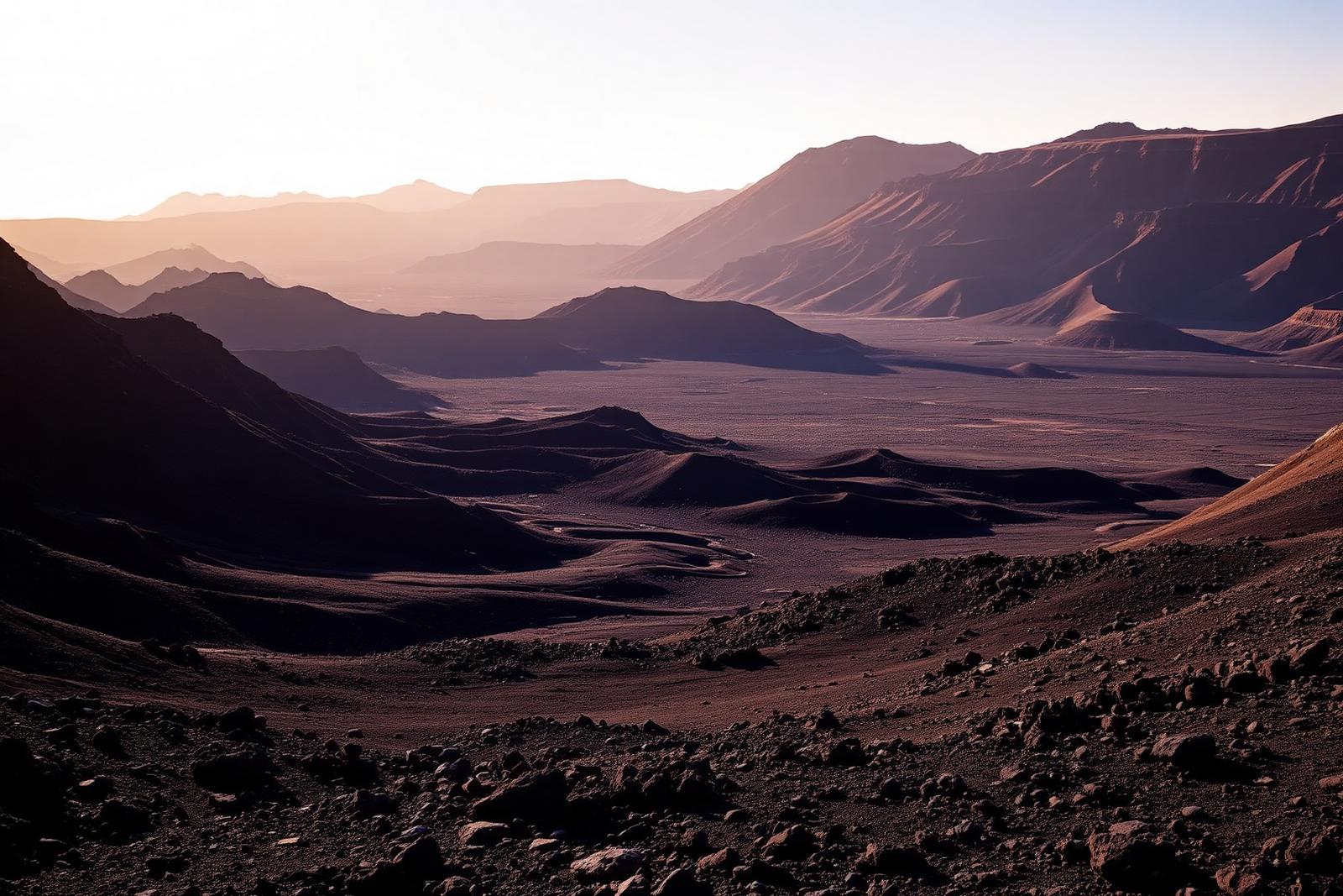Volcanic ridges and lava fields in Lanzarote